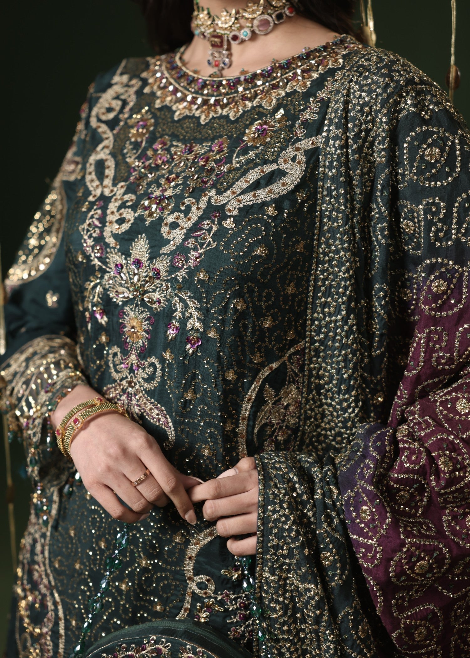 Wedding Guest Wear Green Silk Pakistani Suit Online in Sri Lanka India Australia