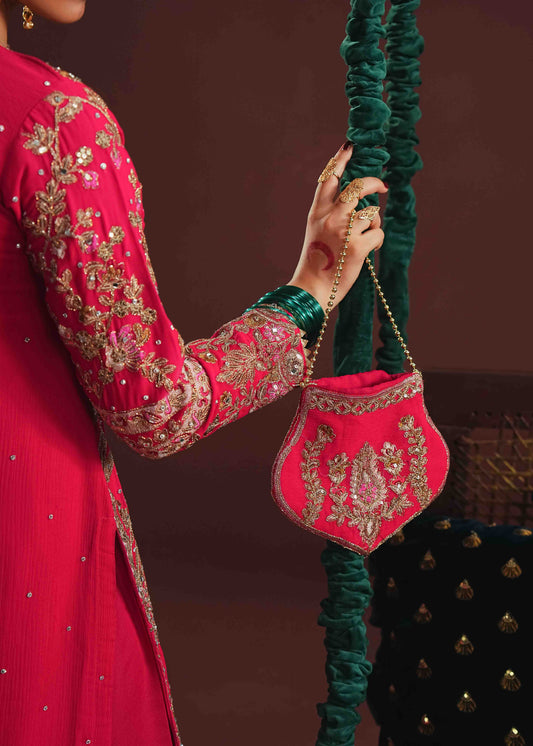 Wedding Guest Wear Hot Pink Chiffon Suit Online in Sri Lanka India Australia