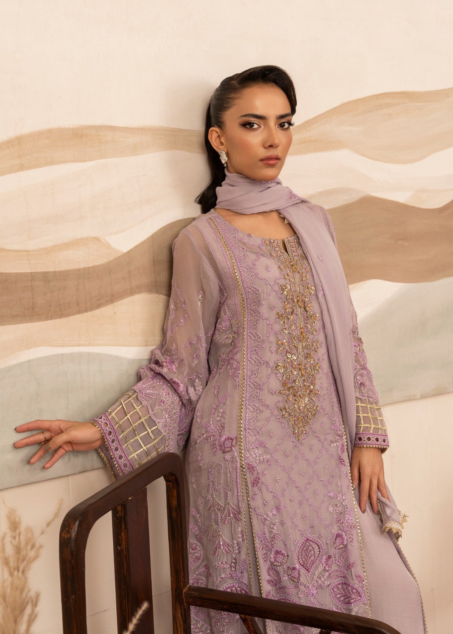 Wedding Guest Wear Lilac Embroidered Sharara Online in Sri Lanka India Australia