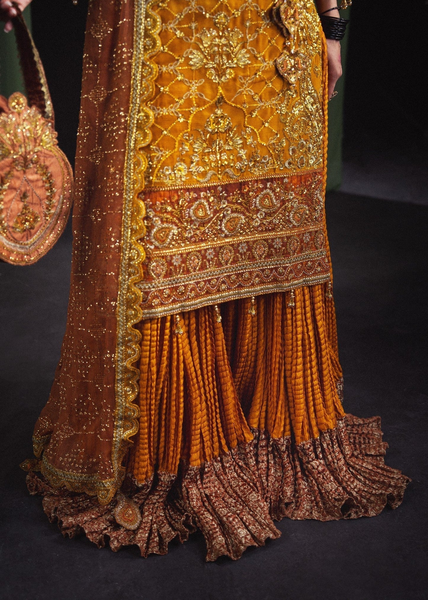 Wedding Guest Wear Mustard Chiffon Pakistani Suit Online in Sri Lanka India Australia