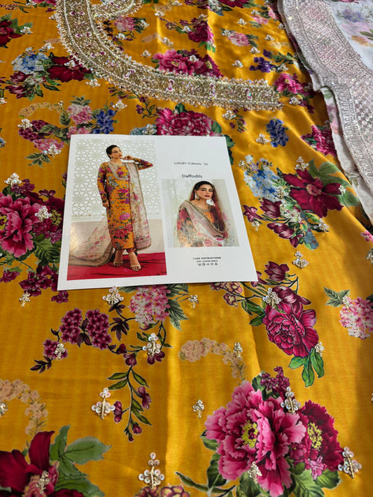 Mustard Silk Hand Embellished Suit