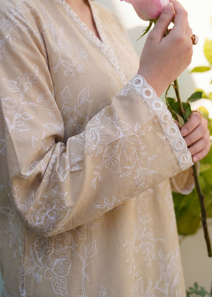 Wheat Color Printed Lawn Suit Online in Dubai DXB UAE Abudhabi Meena Bazaar