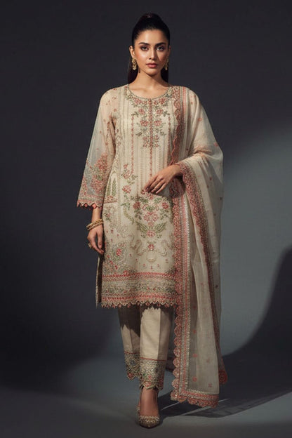 Wheat Embroidered Organza Festive Suit Online in Dubai UAE Abudhabi Ajman Sharjah