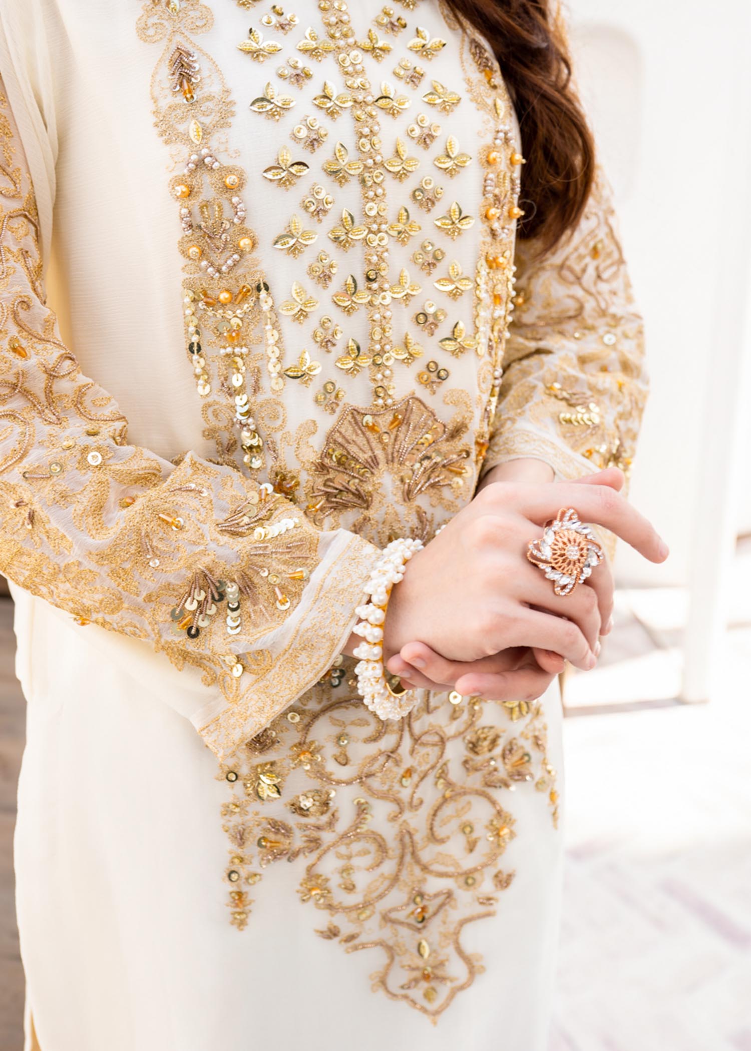 White Adda Work Chiffon Dress Material Online in Sri Lanka India Australia