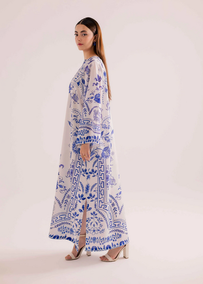 White Blue Printed Kaftan Dress Online in Sri Lanka India Australia