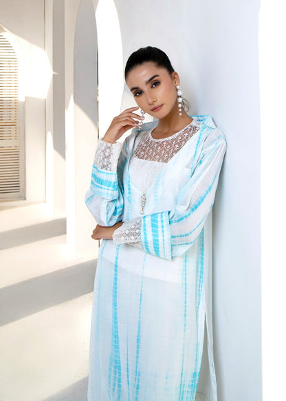 White Blue Raw Silk Co Ord Set Online in Sri Lanka India Australia