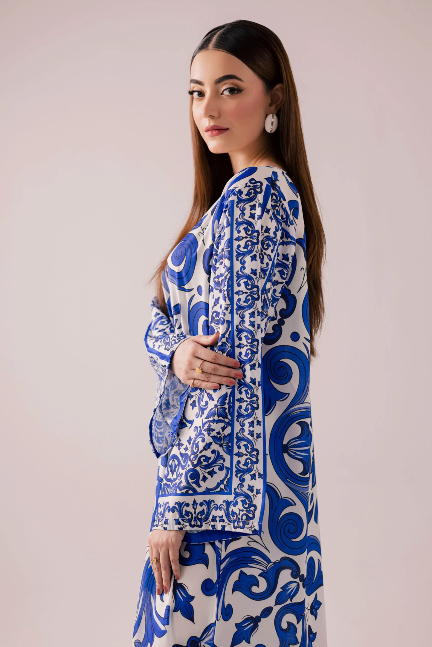 White Blue Sublimation Kaftan Online in Dubai UAE Abudhabi Ajman Sharjah