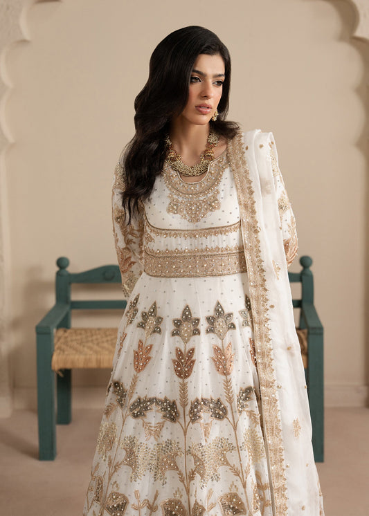 White Chiffon Embroidered Maxi Dress Online in UK USA Canada