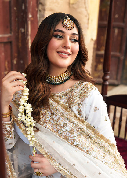 White Chiffon Embroidered Wedding Wear Salwar Kameez Online in KSA Riyadh Saudi Arabia Oman Bahrain Qatar