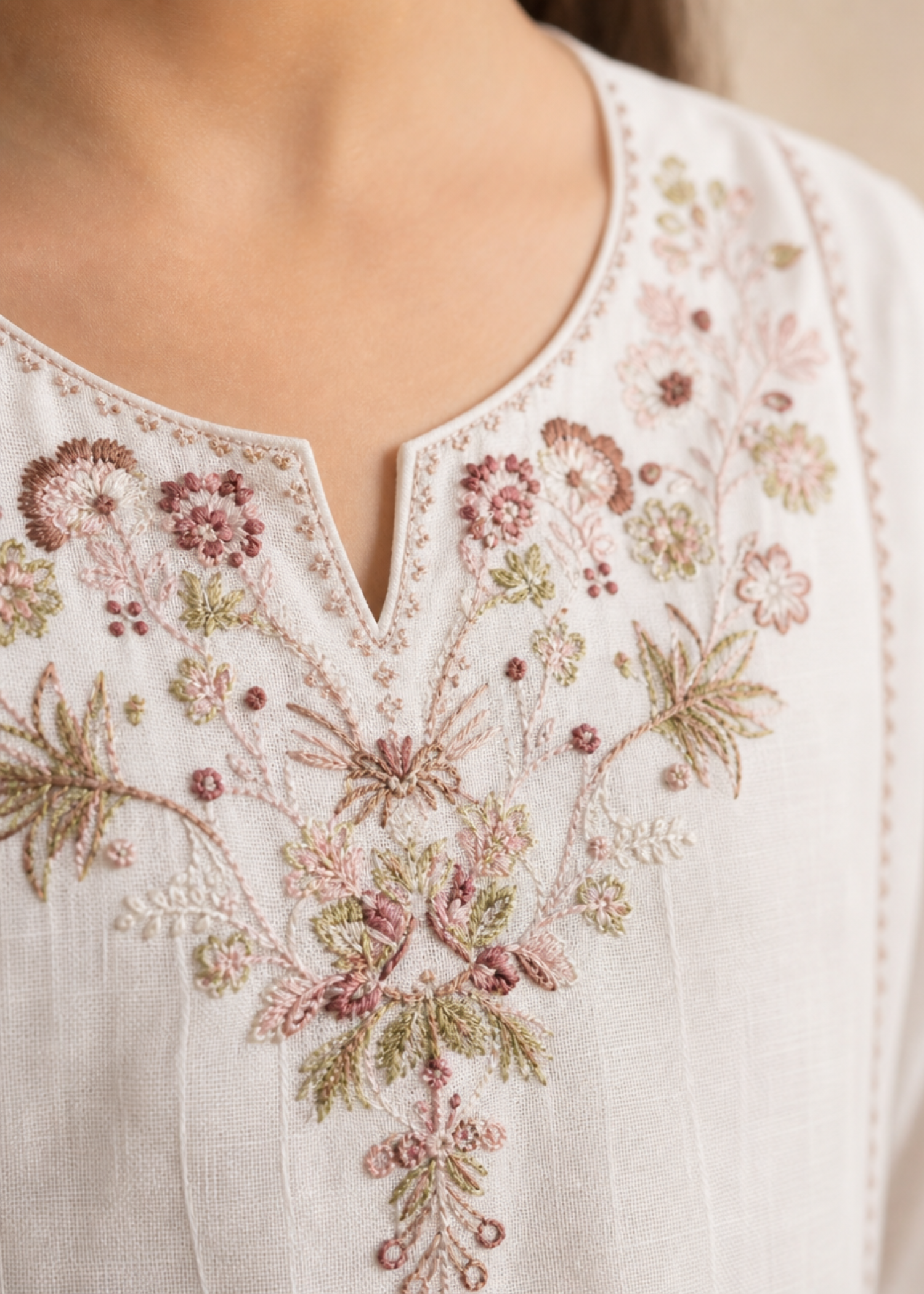 White Cotton Embroidered Girls Eastern Wear Online in Sri Lanka India Australia