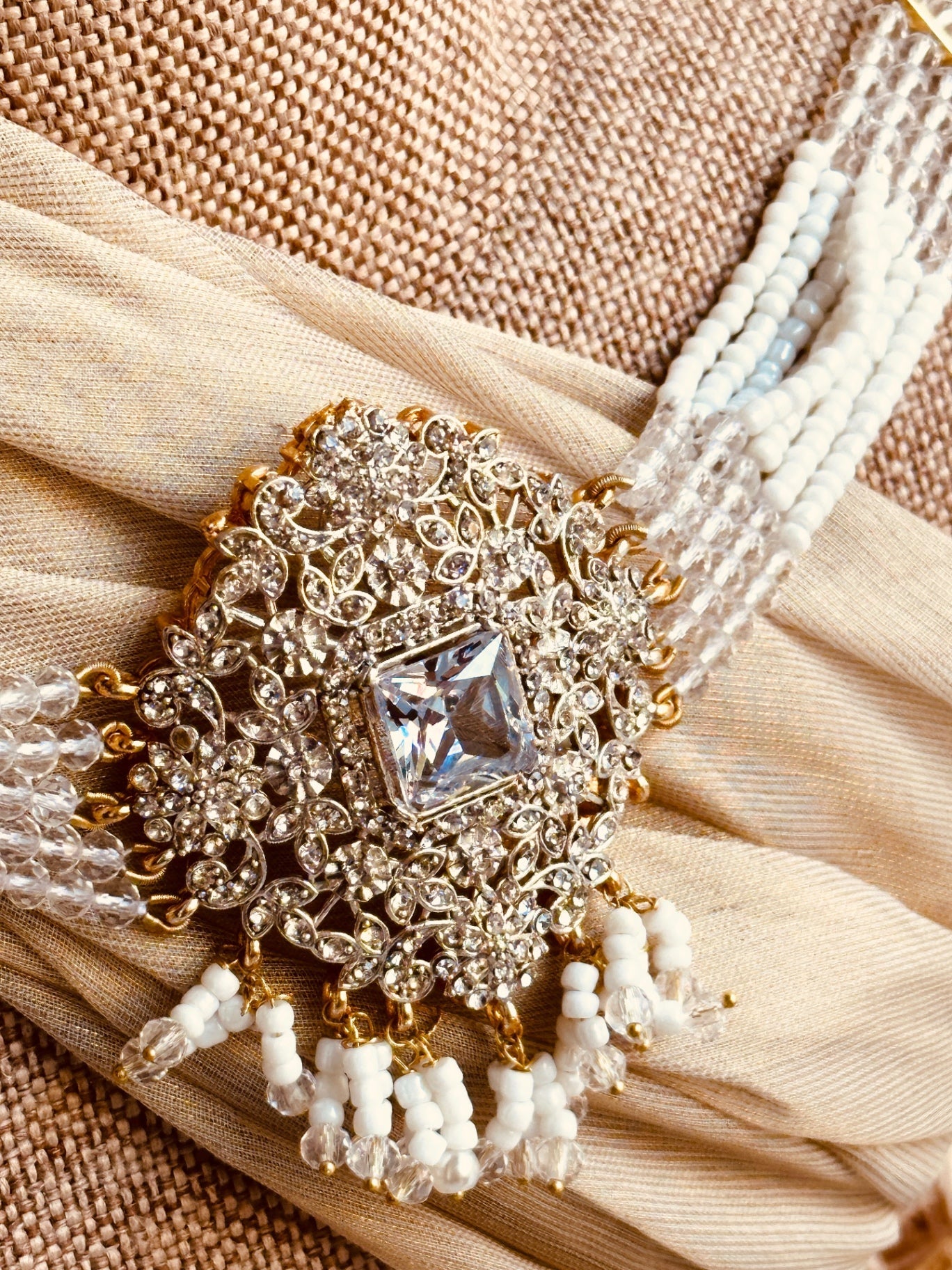 White Crystal Designer Choker Jewellery Online in KSA Riyadh Saudi Arabia Oman Bahrain Qatar