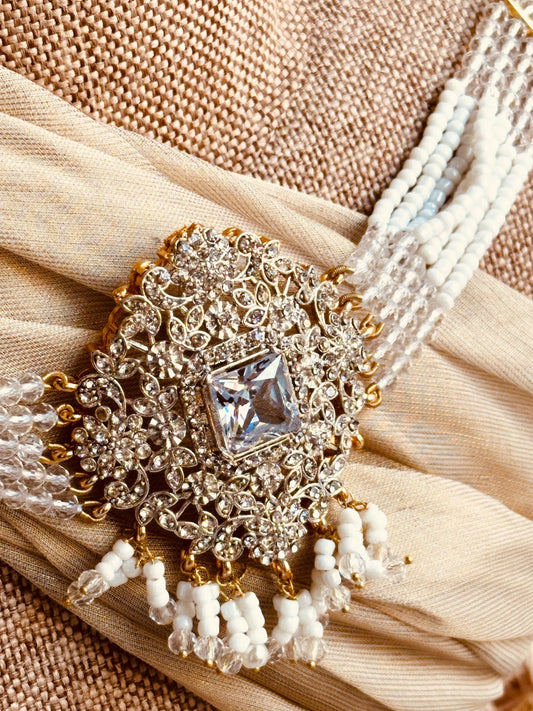 White Crystal Designer Choker Jewellery Online in KSA Riyadh Saudi Arabia Oman Bahrain Qatar