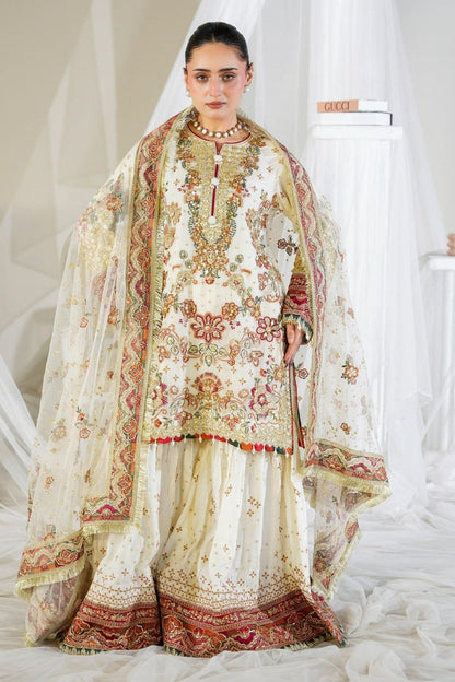 White Embellished Chiffon Garara Set Online in Dubai UAE Abudhabi Ajman Sharjah