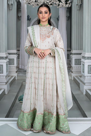 White Embellished Chiffon Wedding Guest Wear Suit Online in Dubai UAE Abudhabi Ajman Sharjah