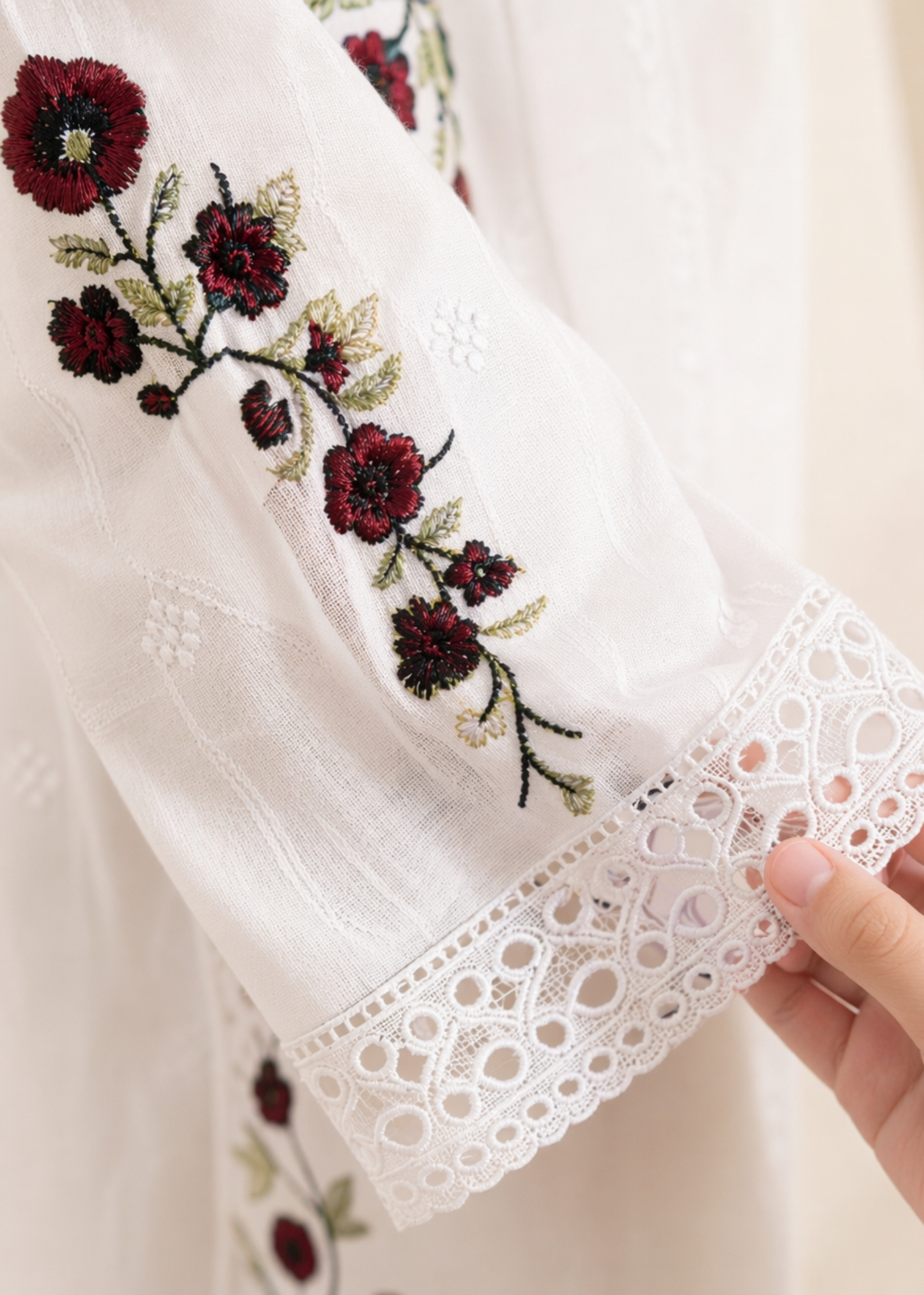 White Embroidered Cotton Kurta Pajama for Girls Online in UK USA Canada