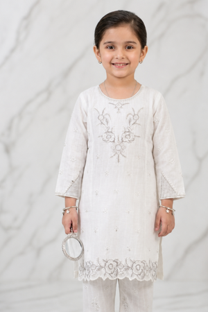 White Embroidered Cotton Kurta with Straight Trouser Online in Dubai UAE Abudhabi Ajman Sharjah