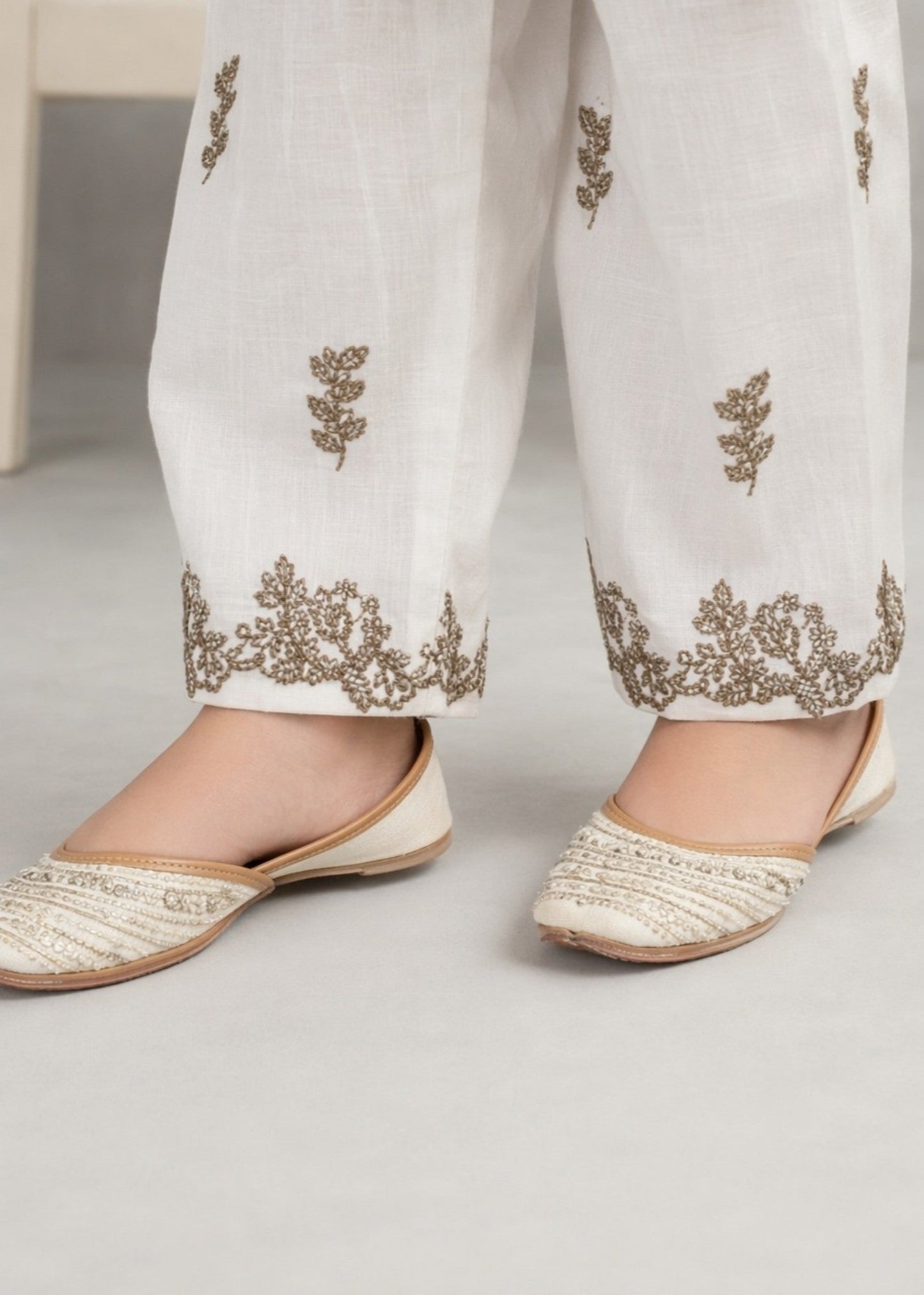 White Embroidered Cotton Salwar Kameez for Girls Online in UK USA Canada