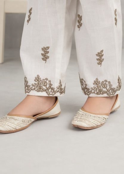 White Embroidered Cotton Salwar Kameez for Girls Online in UK USA Canada