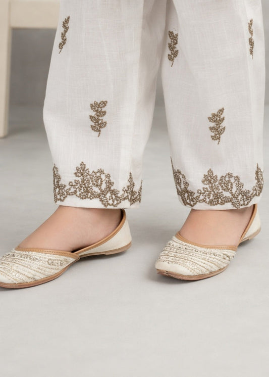 White Embroidered Cotton Salwar Kameez for Girls Online in UK USA Canada
