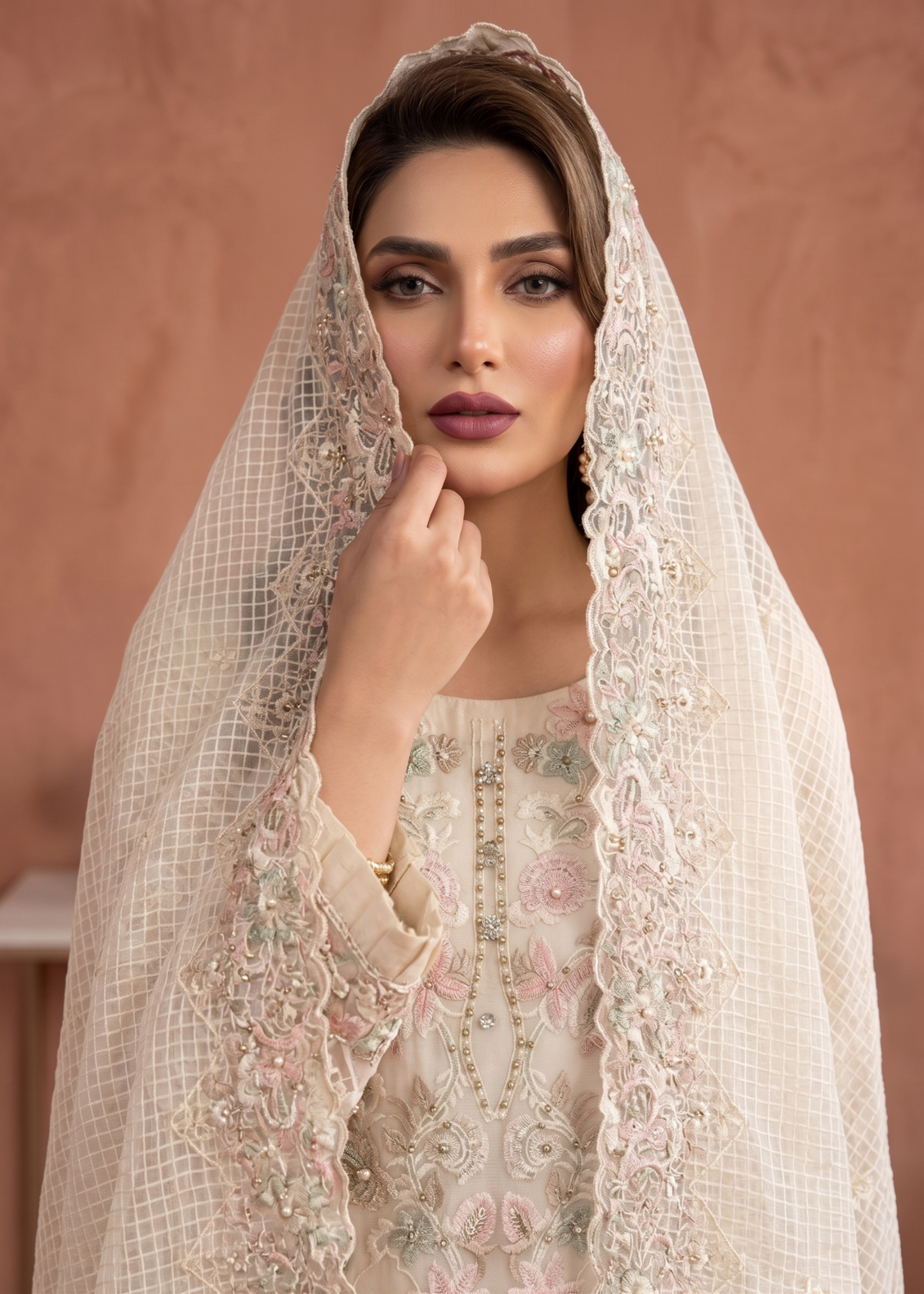 White Embroidered Festive Organza Suit Online in UK USA Canada