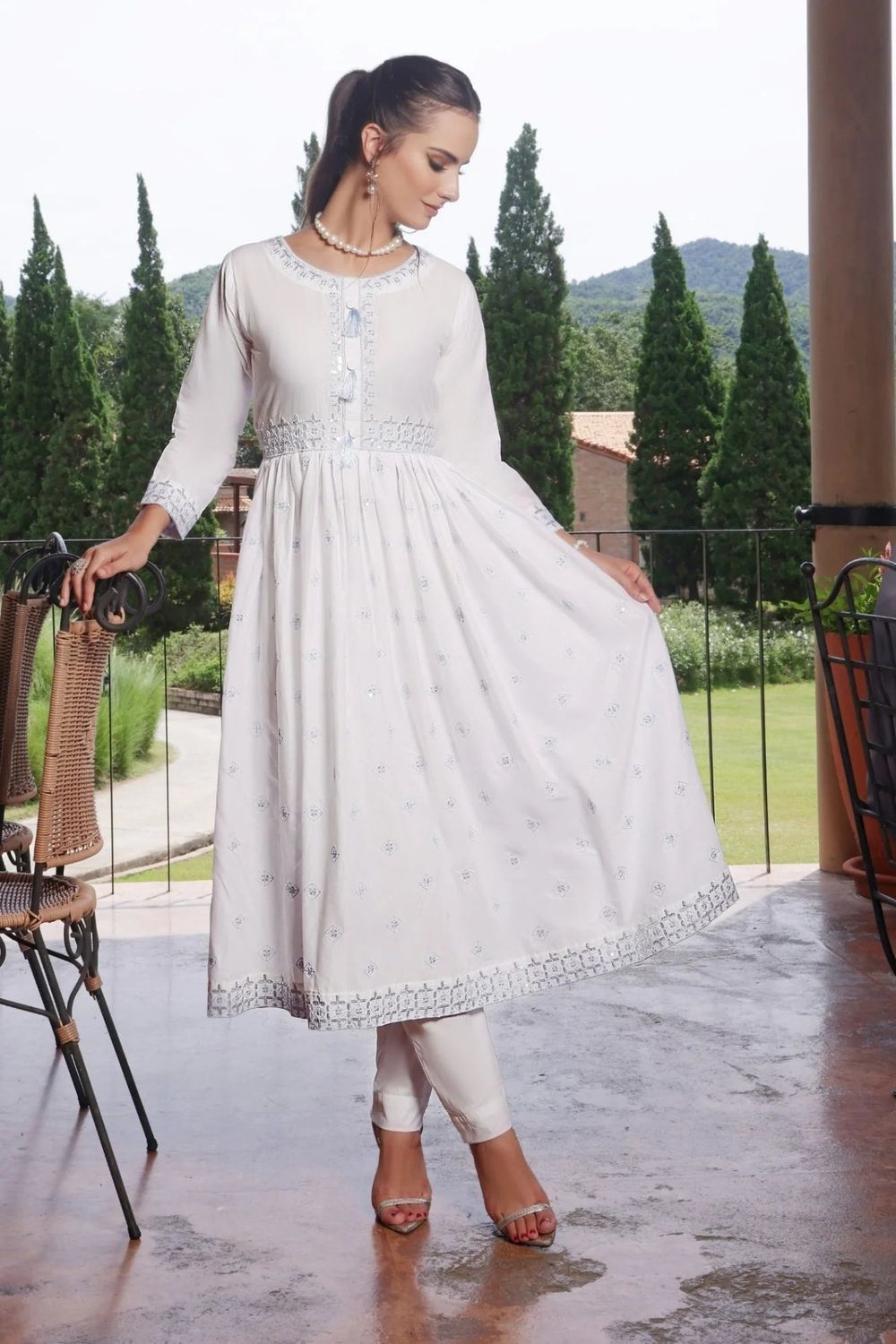 White Embroidered Lawn Cotton Pishwas Suit Online in Dubai UAE Abudhabi Ajman Sharjah