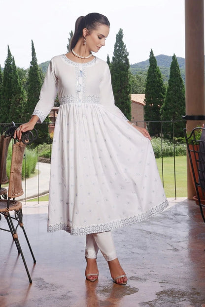 White Embroidered Lawn Cotton Pishwas Suit Online in Dubai UAE Abudhabi Ajman Sharjah