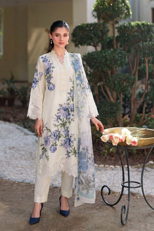 White Embroidered Lawn Pakistani Suit Online in Dubai UAE Abudhabi Ajman Sharjah
