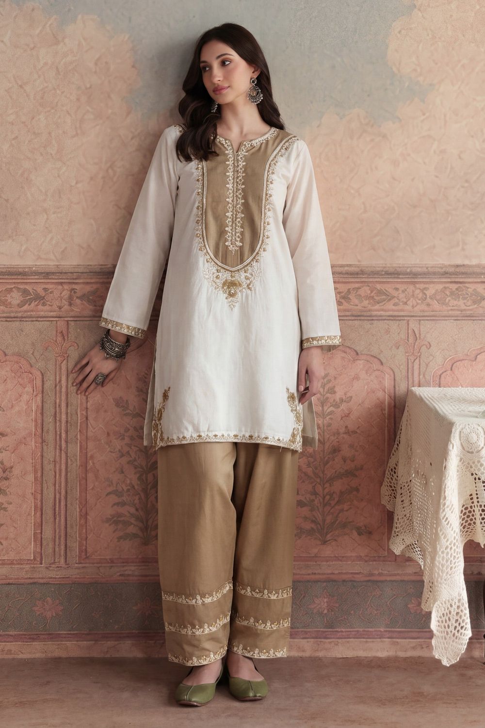 White Embroidered Lawn Salwar Suit Online in Dubai UAE Abudhabi Ajman Sharjah