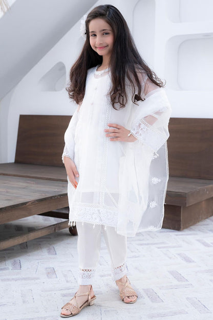 White Embroidered Organza Festive Suit Online in Dubai UAE Abudhabi Ajman Sharjah