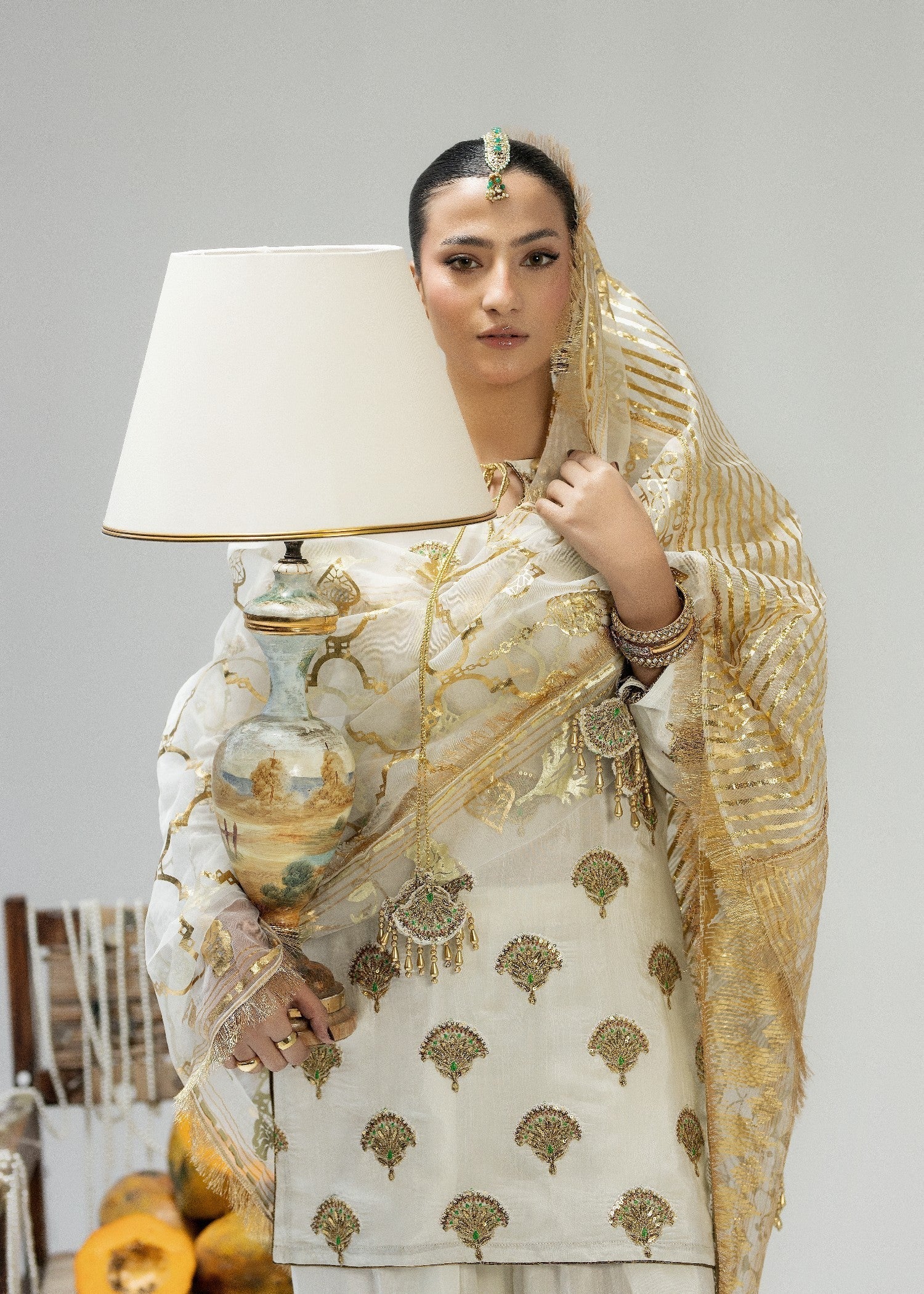 White Embroidered Raw Silk Festive Partywear Suit Online in Sri Lanka India Australia
