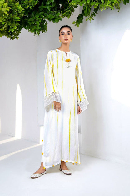 White Embroidered Raw Silk Long Kurta Trouser Online in Dubai UAE Abudhabi Ajman Sharjah