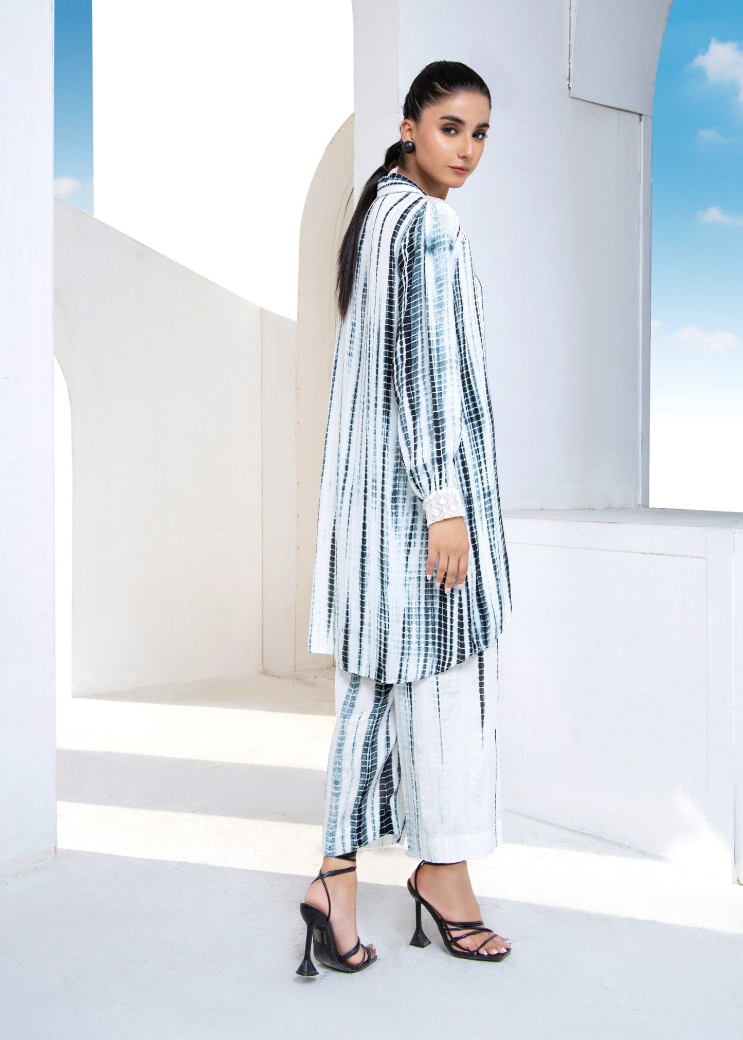 White Embroidered Raw Silk Pakistani Kurta Online in Sri Lanka India Australia
