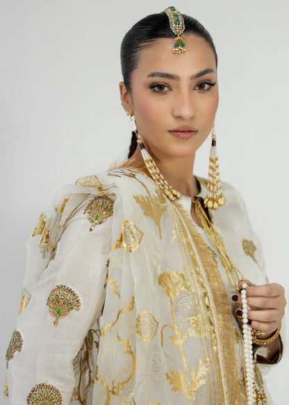 White Embroidered Raw Silk Pakistani Suit Online in Dubai UAE Abudhabi Ajman Sharjah