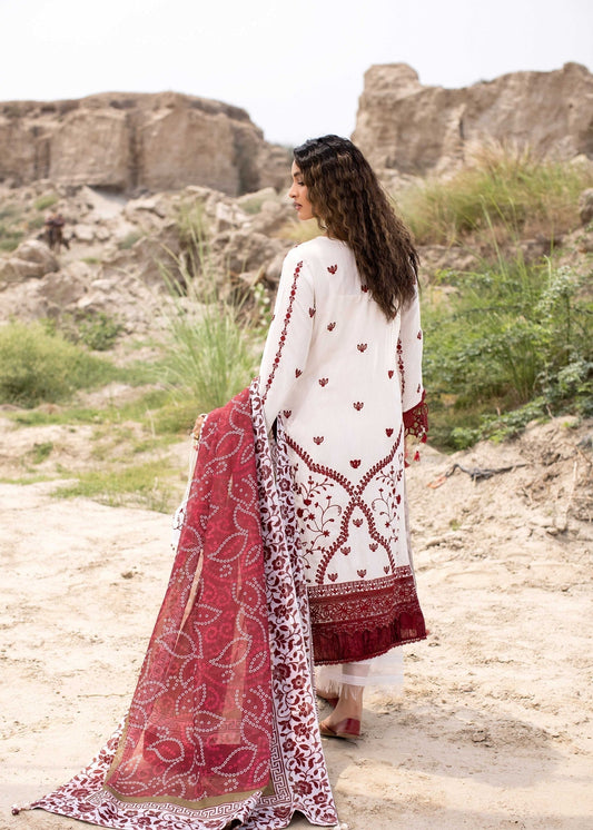 White Embroidered Silk Dupatta Suit Online in Sri Lanka India Australia