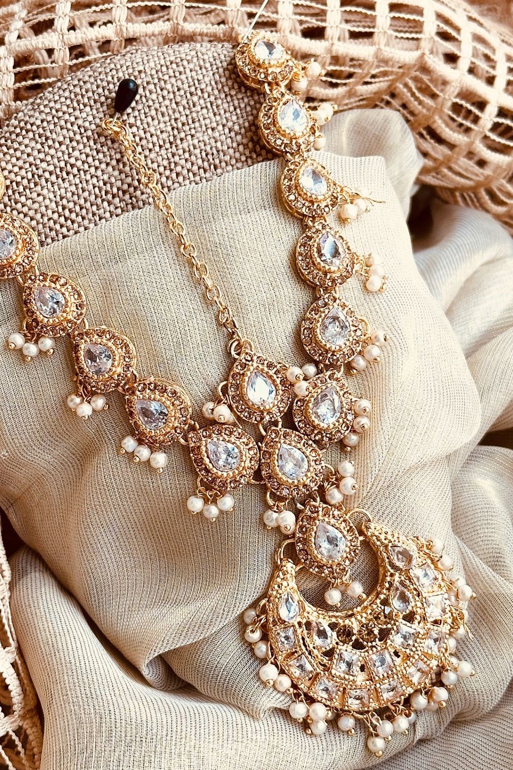 White Gold Plated Bridal Matha Patti Online in Dubai UAE Abudhabi Ajman Sharjah
