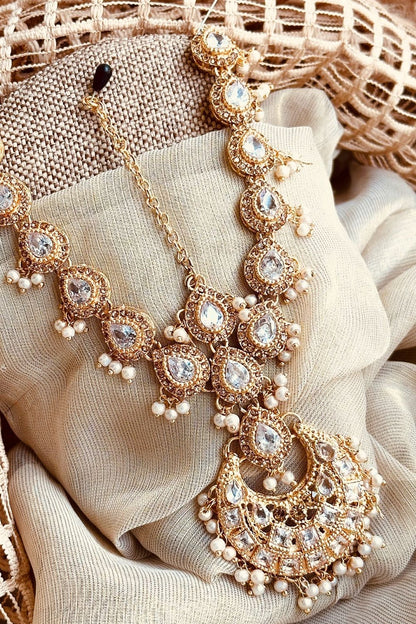 White Gold Plated Bridal Matha Patti Online in Dubai UAE Abudhabi Ajman Sharjah