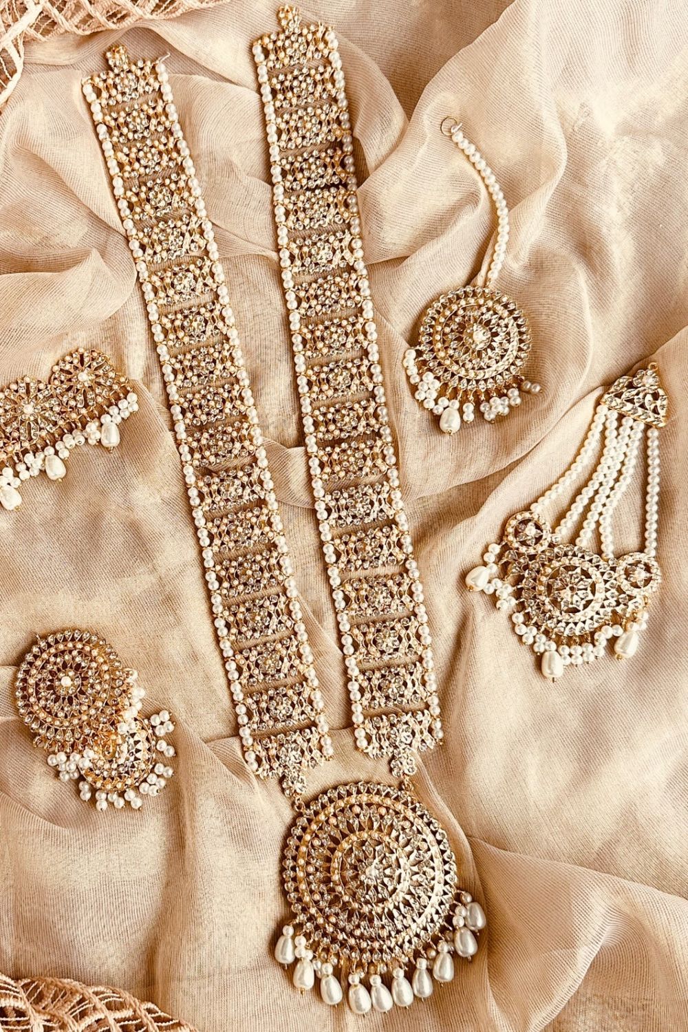 White Gold Plated Bridal Necklace Set Online in Dubai UAE Abudhabi Ajman Sharjah