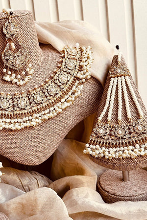 White Gold Plated Bridal Necklace Set Online in Dubai UAE Abudhabi Ajman Sharjah