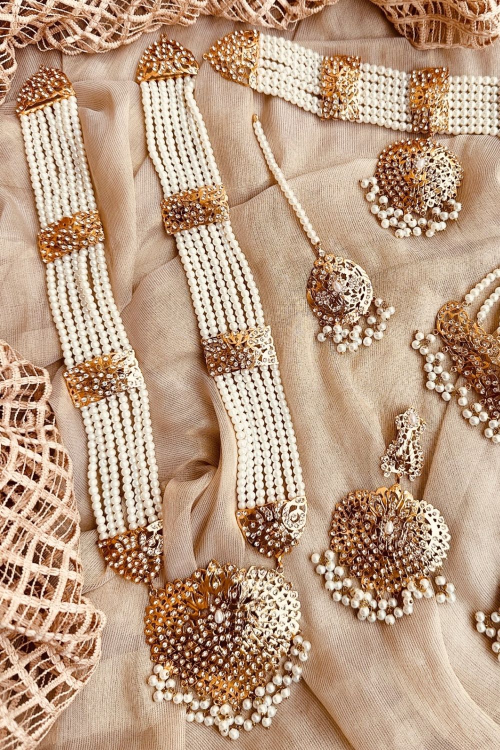 White Gold Plated Hyderabadi Bridal Jewellery Set Online in Dubai UAE Abudhabi Ajman Sharjah