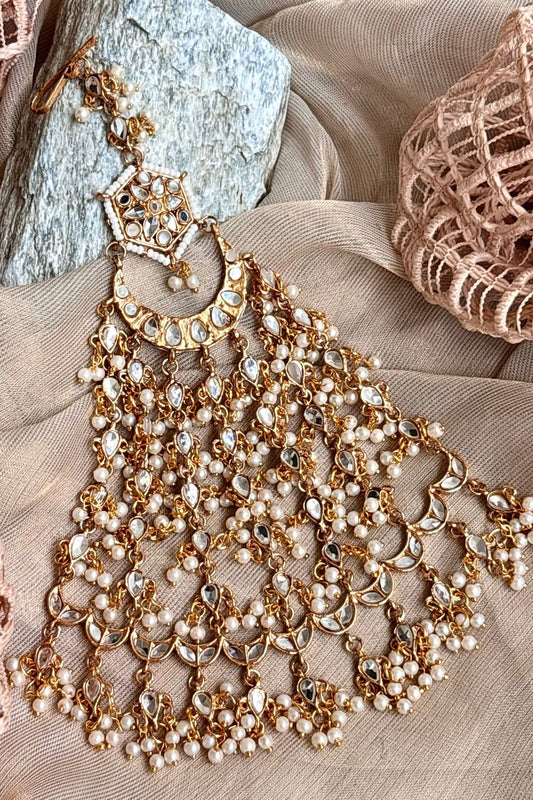 White Gold Plated Jhoomar Hair Accessory Online in Dubai UAE Abudhabi Ajman Sharjah