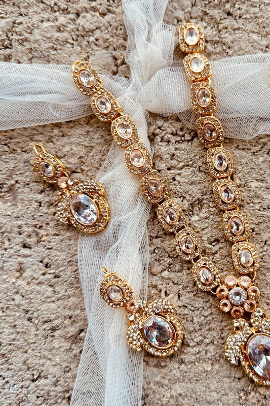 White Gold Plated Urban Glow Necklace Set Online in Dubai UAE Abudhabi Ajman Sharjah