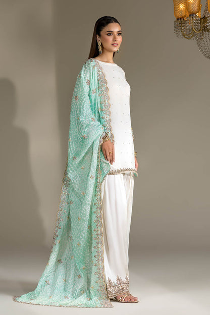 White Hand Embroidered Farshi Salwar Suit for Women Online in Sri Lanka India Australia