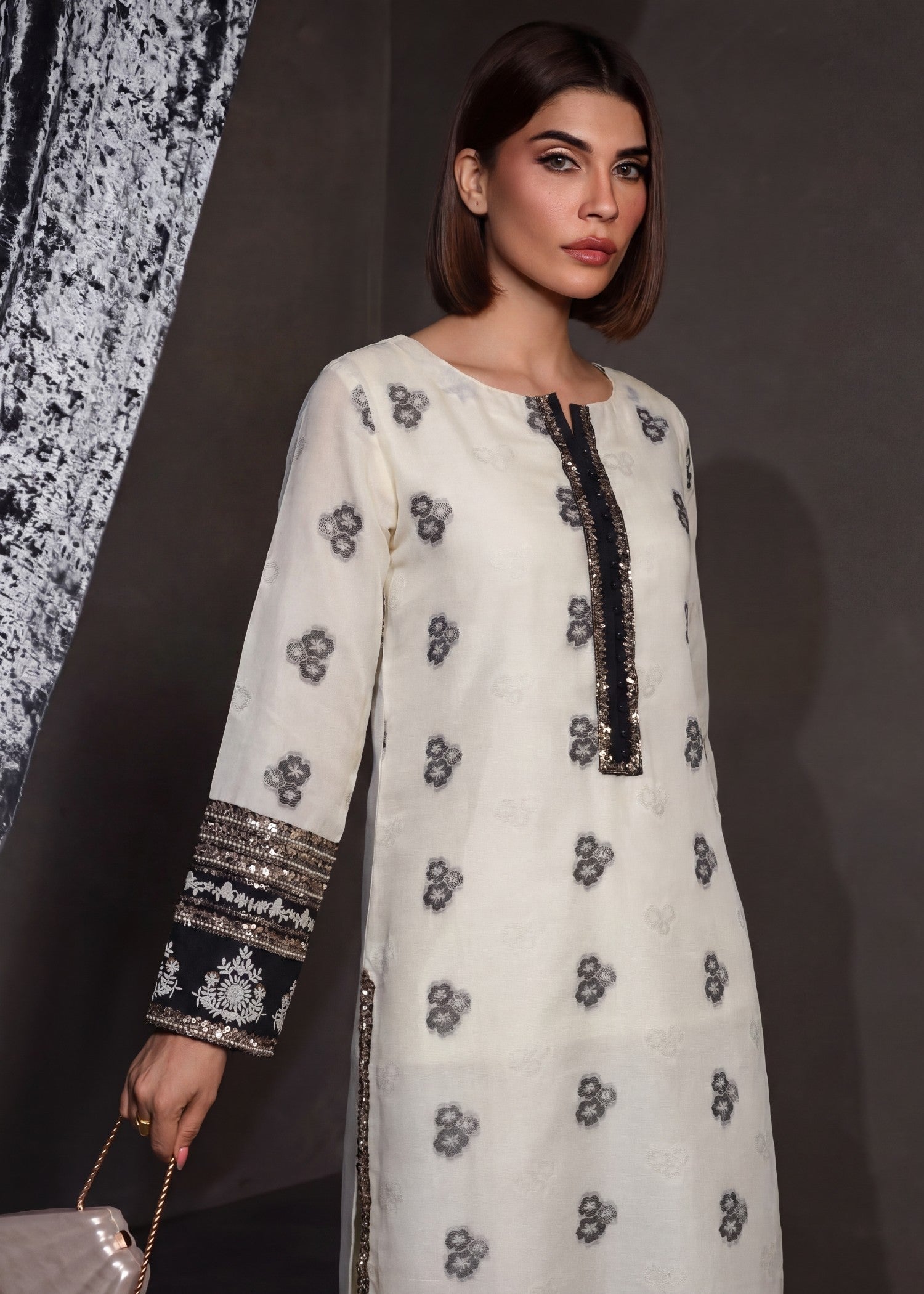 White Jacquard 3 Piece Dress Material Online in Sri Lanka India Australia