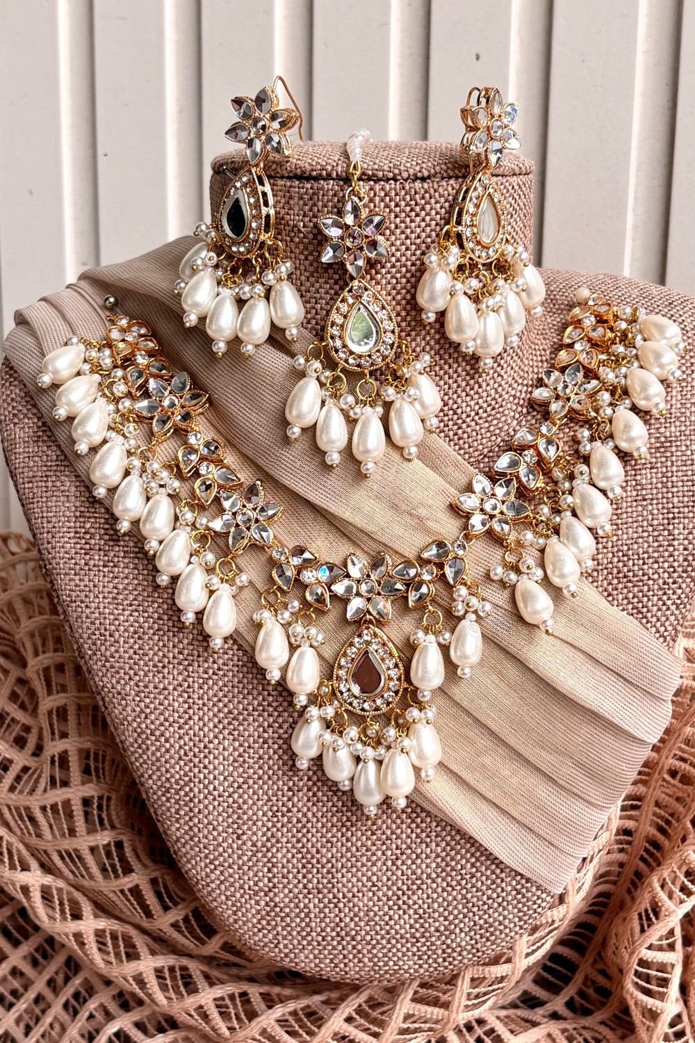 White Kundan Necklace Set Online in Dubai UAE Abudhabi Ajman Sharjah