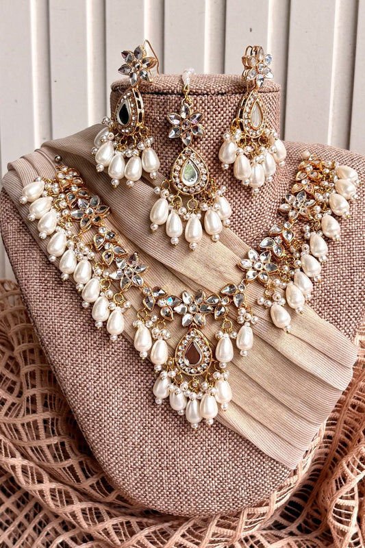 White Kundan Necklace Set Online in Dubai UAE Abudhabi Ajman Sharjah