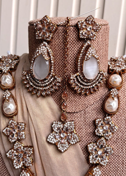 White Kundan Style Mala Set Online in UK USA Canada
