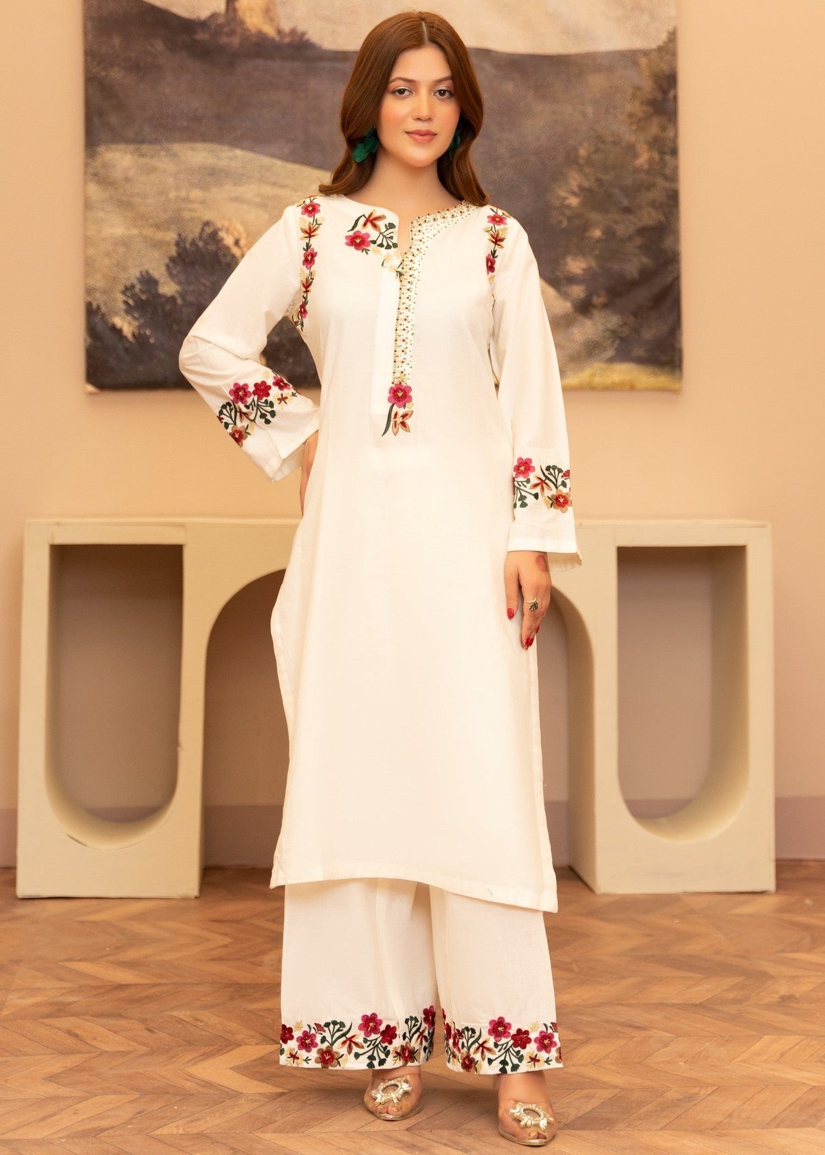 White Lawn Embroidered Salwar Kameez Online in KSA Riyadh Saudi Arabia Oman Bahrain Qatar