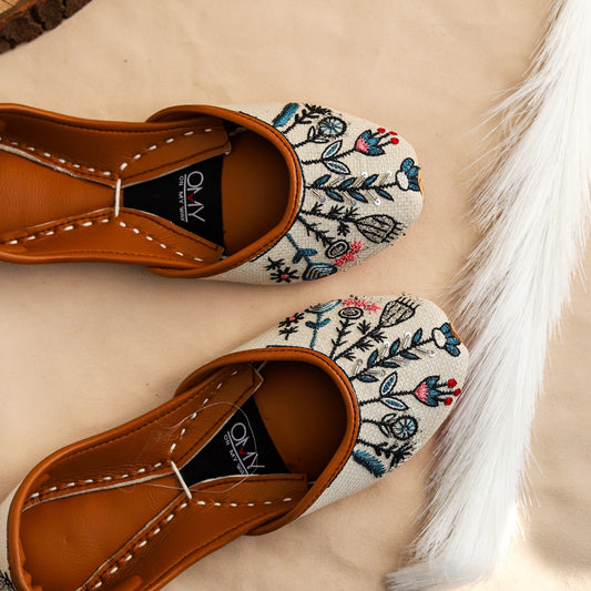 White Leather Khussa for Women Online in UK USA Canada