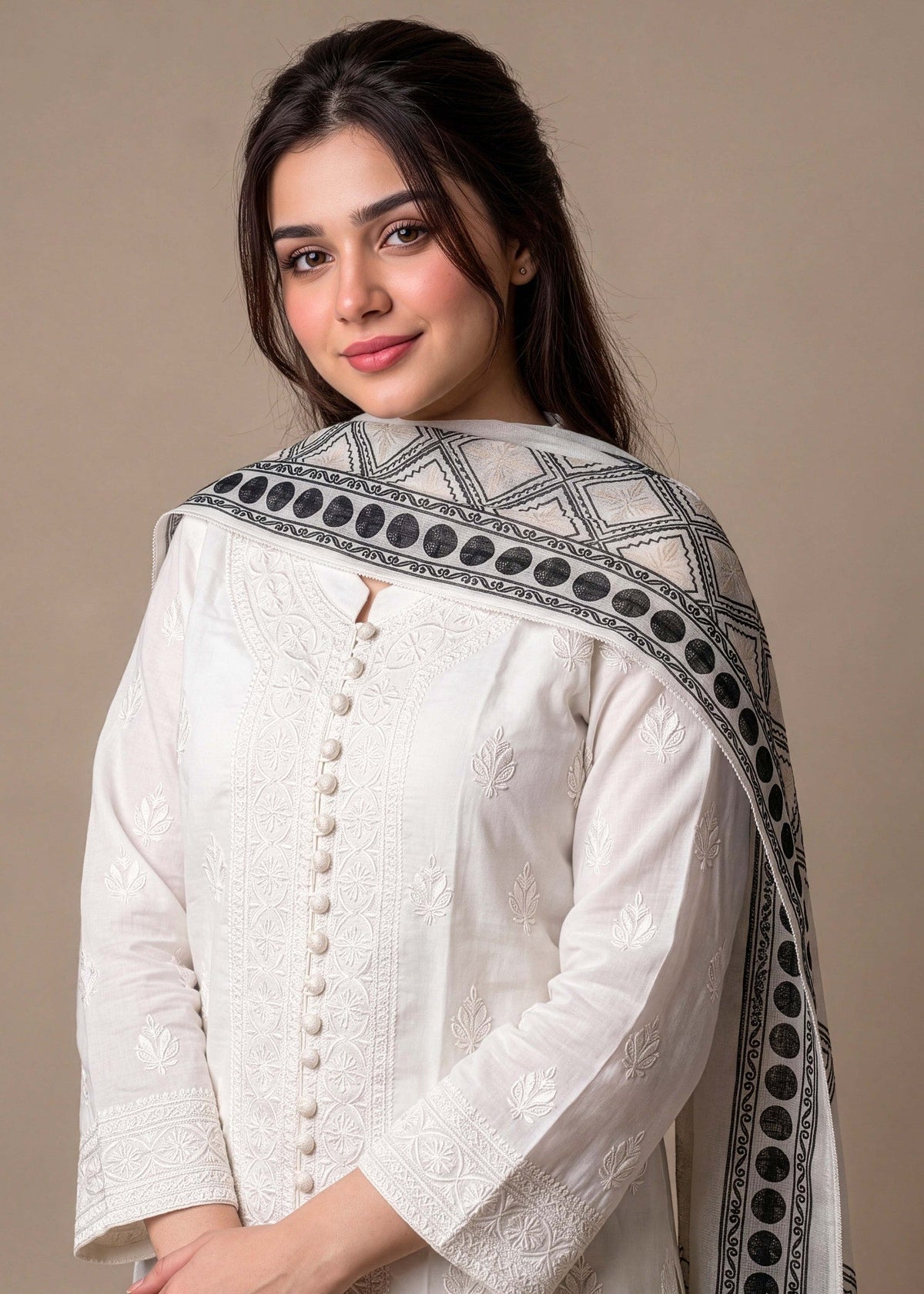 White Linen 3 Piece Kurta Set Online in Dubai UAE Abudhabi Ajman Sharjah