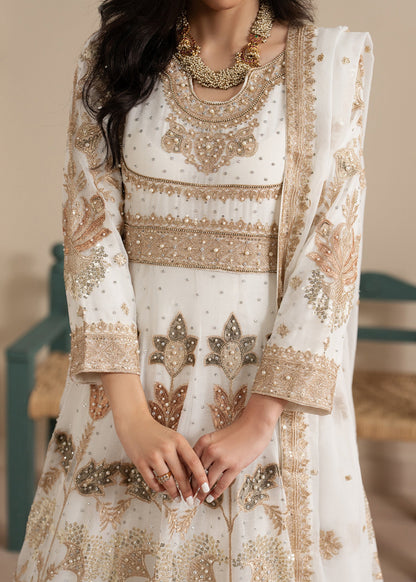 White Maxi Embroidered Chiffon Dress Online in Dubai UAE Abudhabi Ajman Sharjah